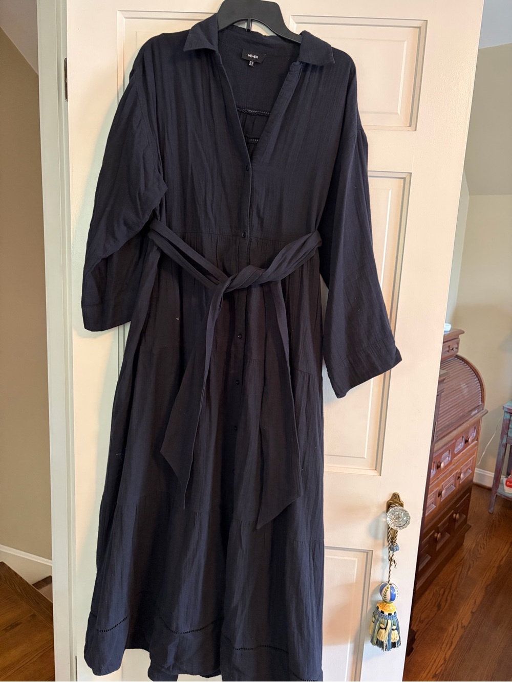 ME+EM Maxi Shirt Dress with Waist Tie